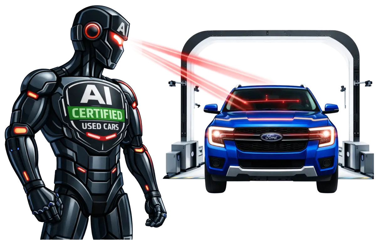 AI Robot scanning a car