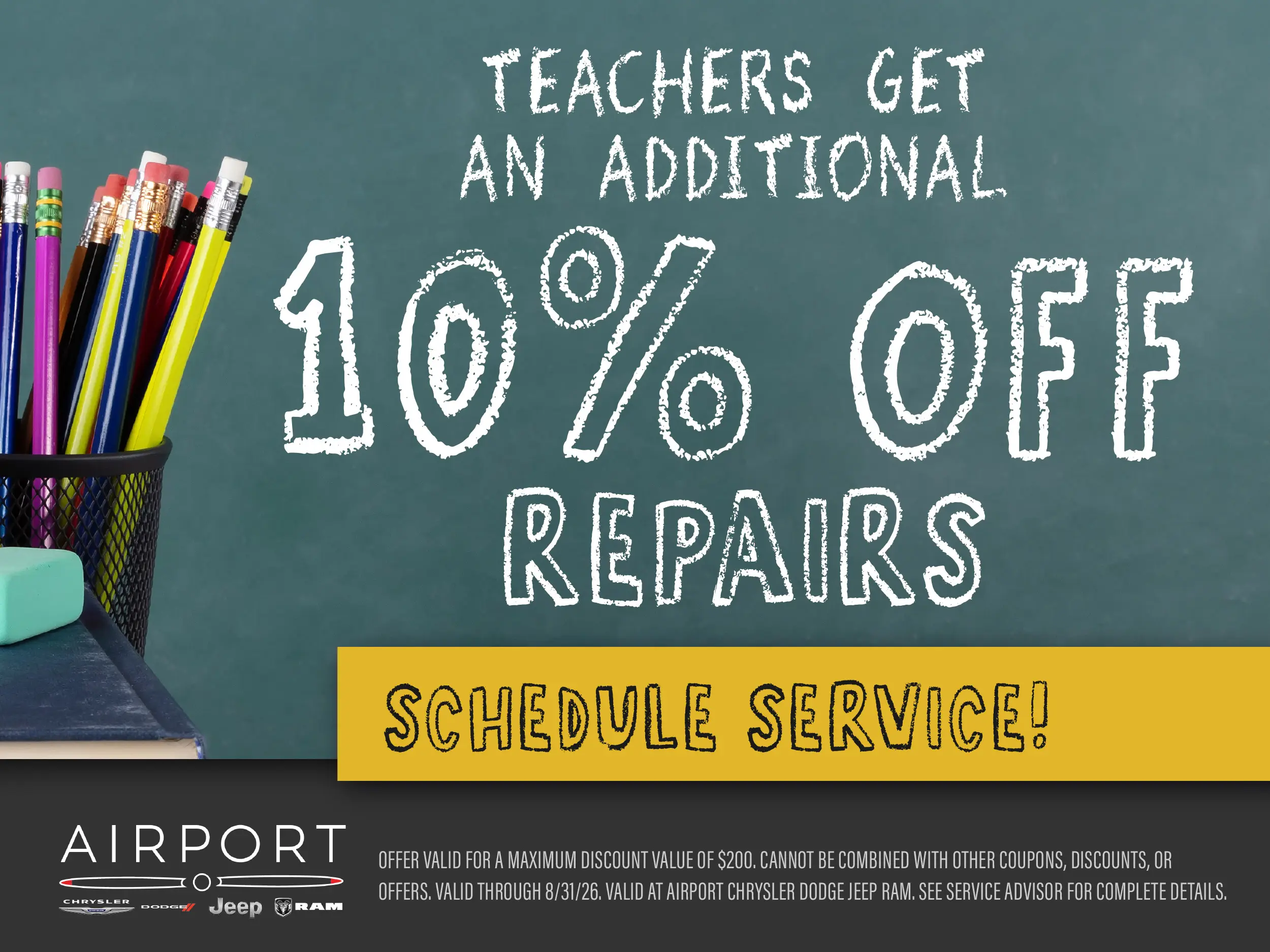 Additional 10% off repairs for school teachers