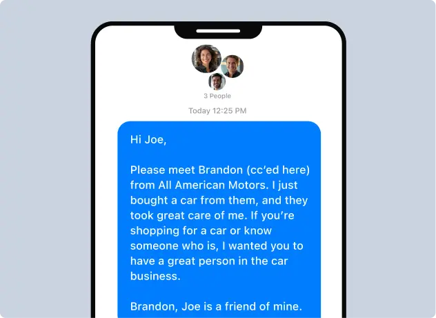 Step 3 - Send warm introduction by text or email