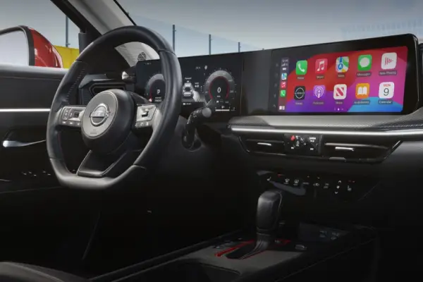 2026 Nissan Kicks dashboard with dual 12.3 inch touchscreens