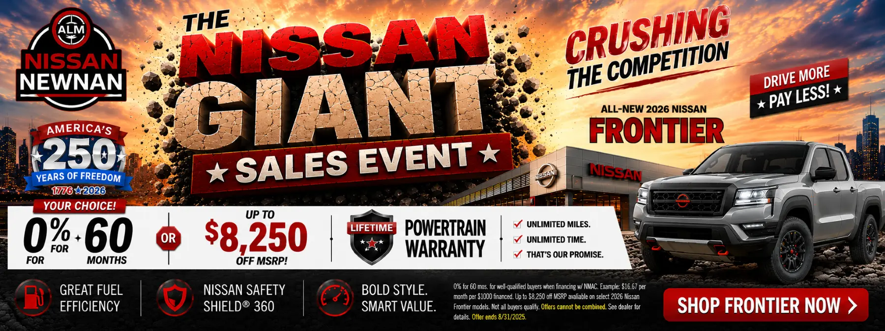 2026 Nissan Frontier / 0% for 60 months or up to $8,250 off MSRP