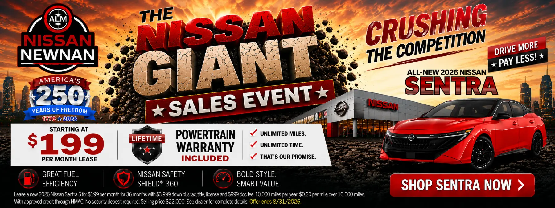 2026 Nissan Sentra / Lease for only $199 a month for 36 months