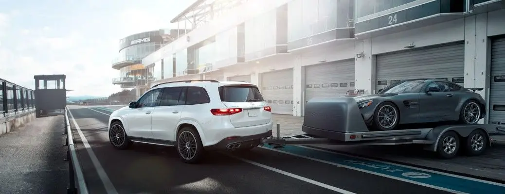 A Mercedes being delivered.