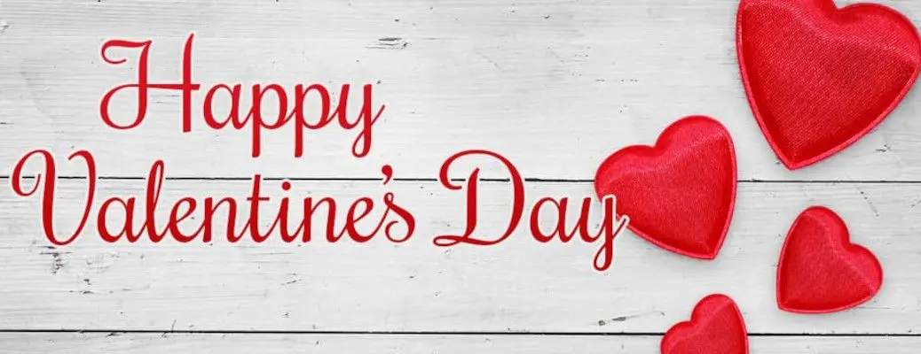 A Valentine's Day message with red hearts.