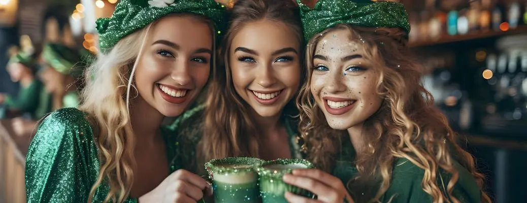 Women celebrating St. Patrick's Day.