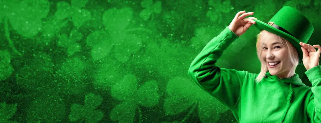 A woman celebrating St. Patrick's Day