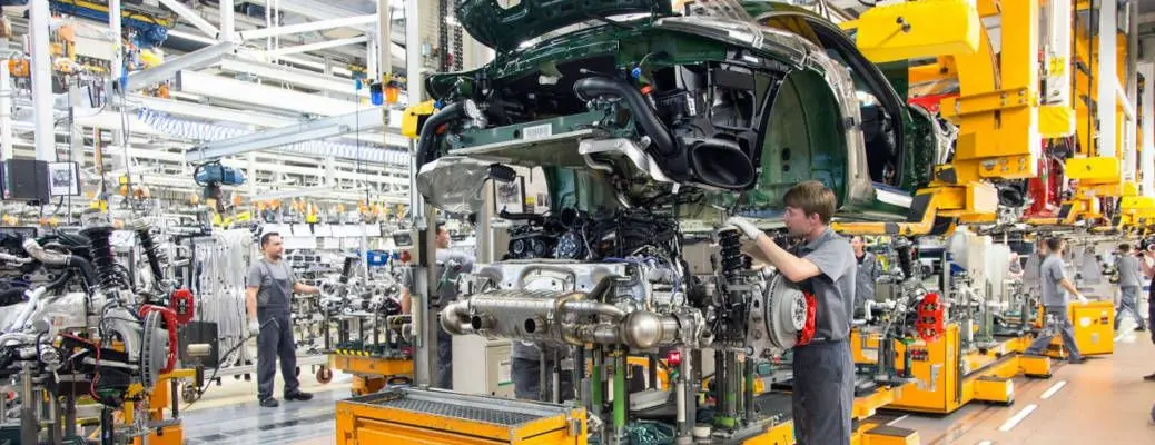 The millionth Porsche 911 being manufactured.