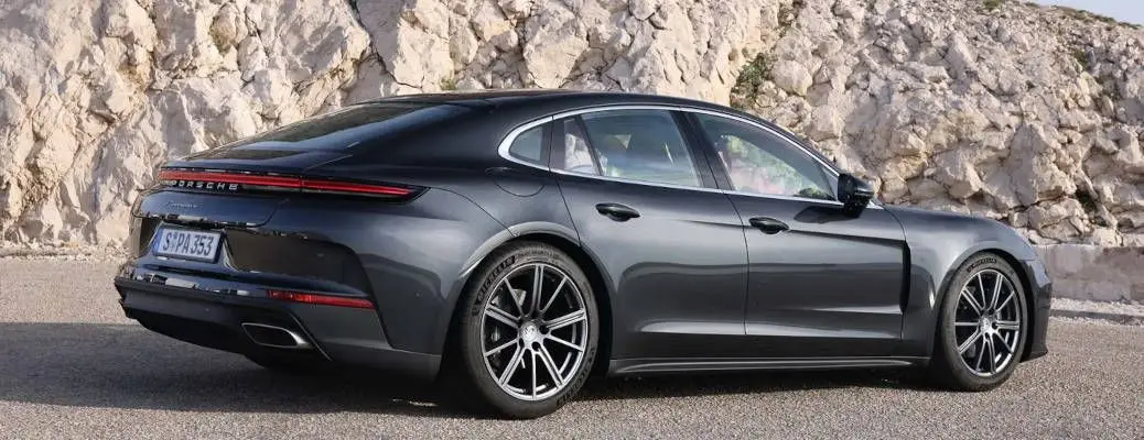 A side quarter view of the Porsche Panamera E Hybrid.