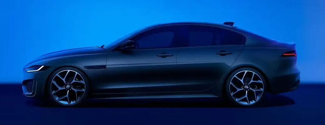 A side view of the Jaguar XE sedan.