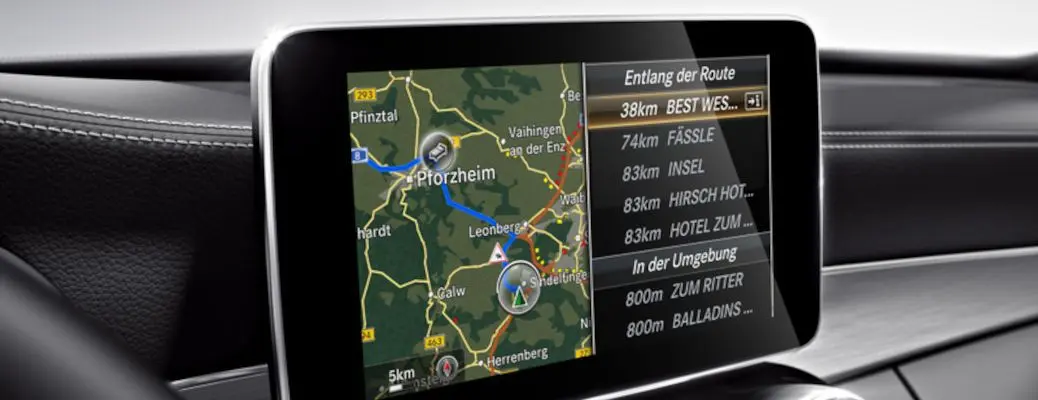 The Mercedes COMAND navigation center.