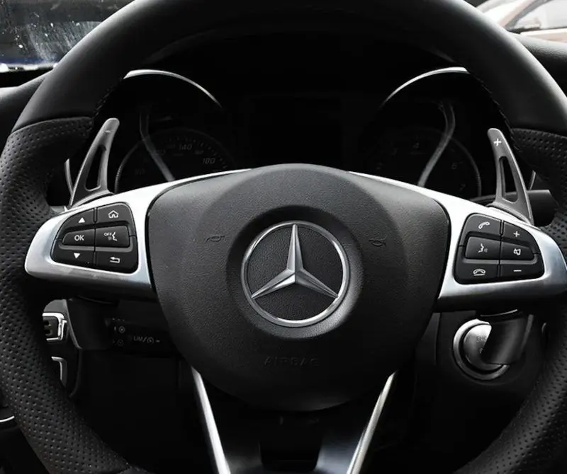 The paddle shifters in a Mercedes C Class sedan.