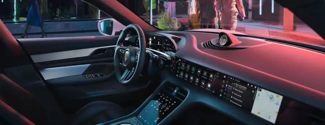 The interior of the Porsche Taycan.