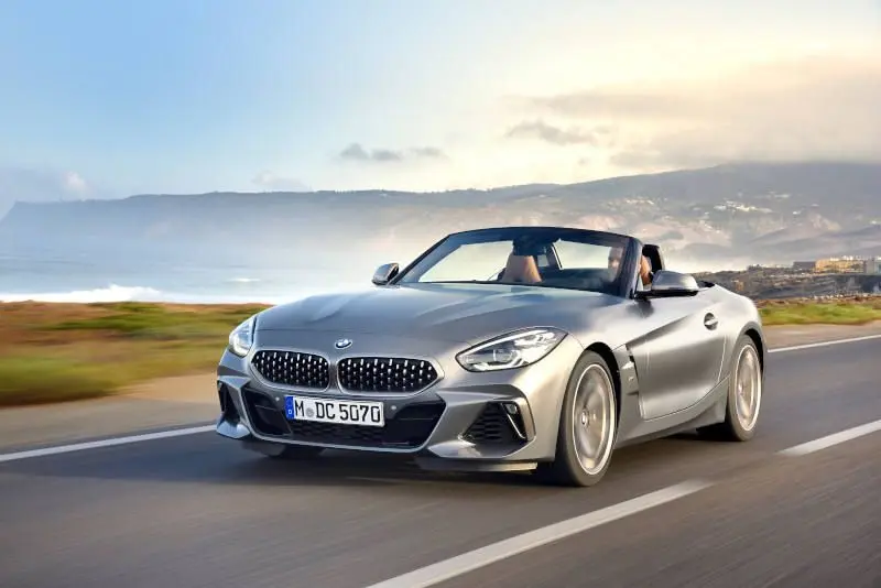 A front exterior shot of the 2019 BMW Z4 convertible.