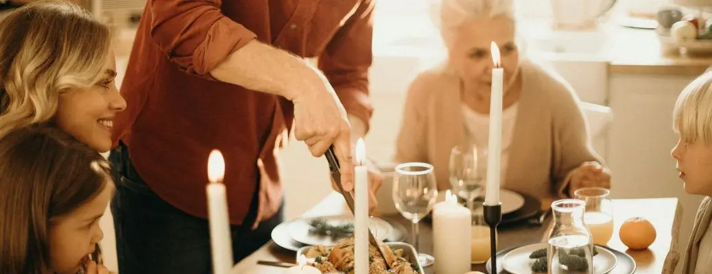 People enjoying Thanksgiving Dinner