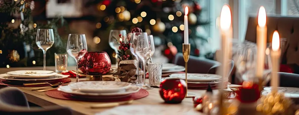 table set for a party, christmas table, christmas decoration, christmas table setting