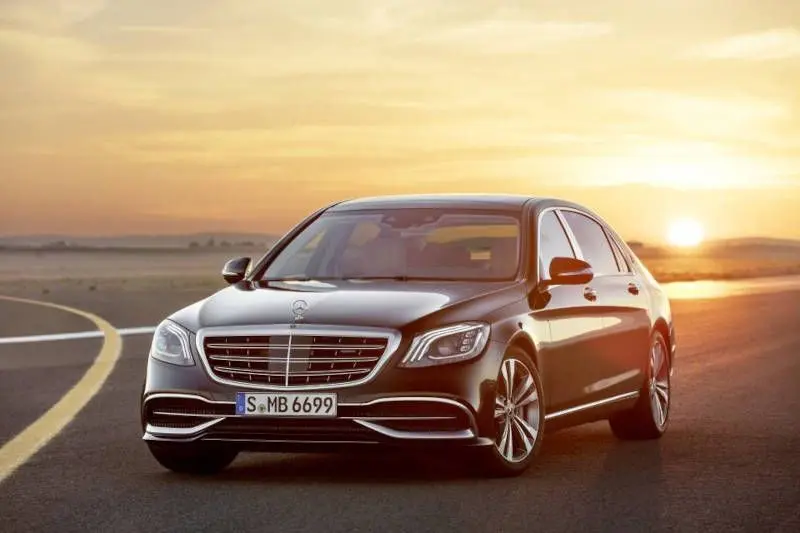 2017 Mercedes Maybach sedan from the front.