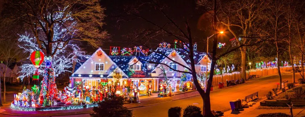 Christmas lights display house, Jamaica Estates, NY