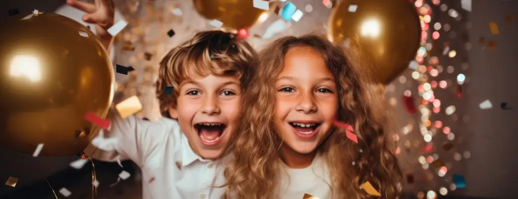 Joyous Countdown, Kids Celebrating New Year's Eve - Excitement, Laughter, and Festive Cheer