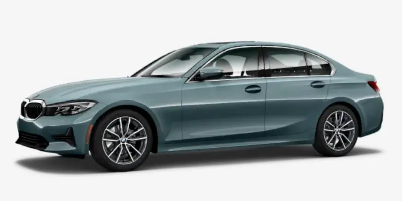 Blue Ridge Mountain Metallic 2020 BMW 3 Series on White Background
