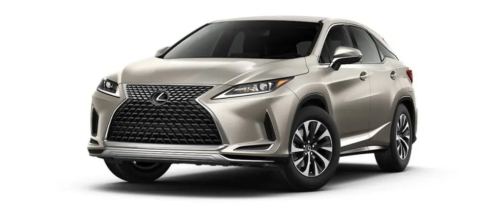 Moonbeam Beige Metallic 2020 Lexus RX on White Background