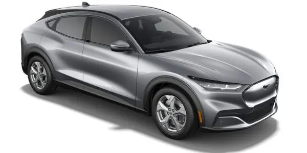 Iconic Silver 2021 Ford Mustang Mach-E on White Background