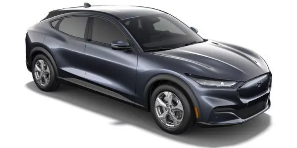 Infinite Blue Metallic Tinted Clearcoat 2021 Ford Mustang Mach-E on White Background