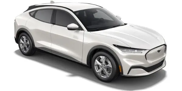 Star White Metallic Tri-Coat 2021 Ford Mustang Mach-E on White Background