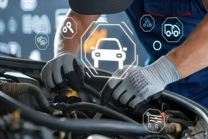 An auto technician servicing a car