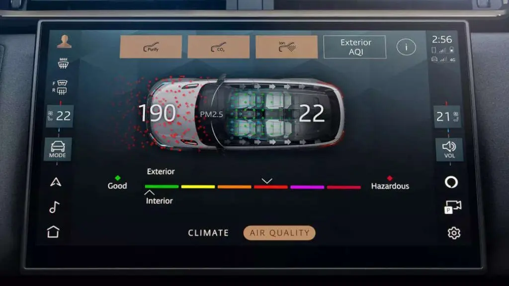The infotainment system display in the 2025 Range Rover Velar