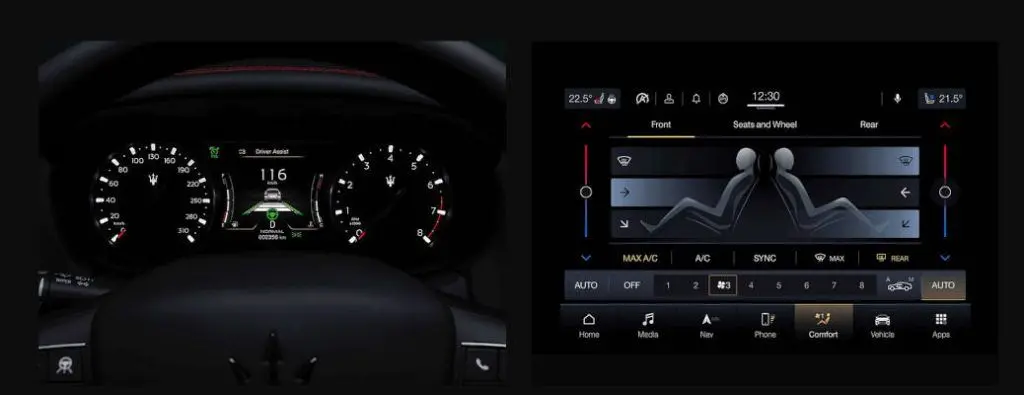 The advanced displays in the Maserati Levante.