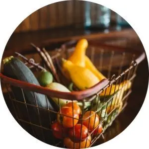 Basket of Groceries on a Table