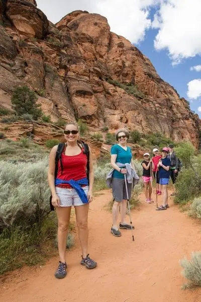 Family Hiking on a Desert Trail