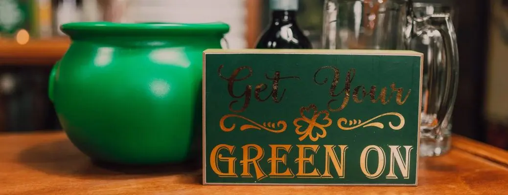 A St. Patrick's Day sign and pot of gold near Dallas, TX.