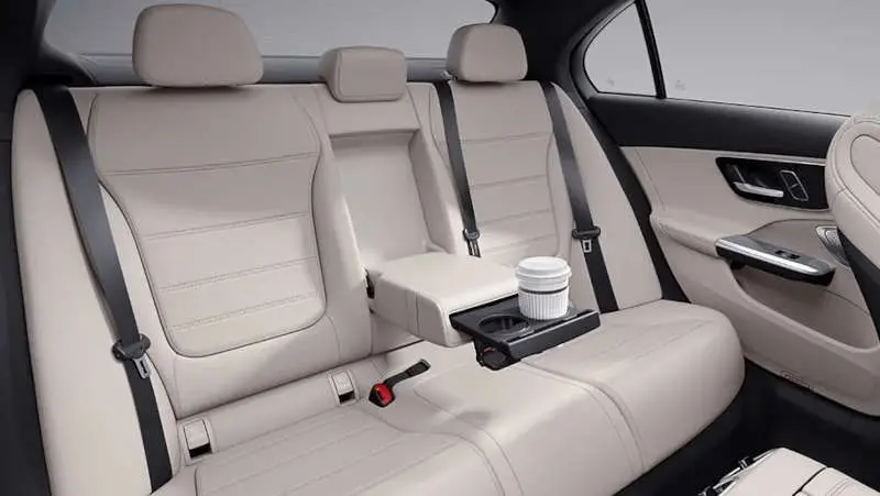 The high-quality, comfortable rear seating in the Mercedes-Benz C-Class sedan.