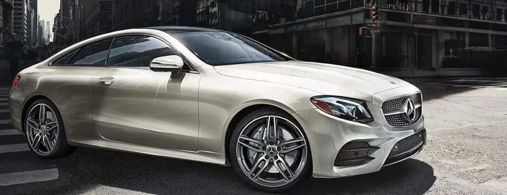 The exterior of the Mercedes 450e coupe.