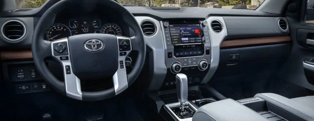 The controls and displays in the 2021 Toyota Tundra.