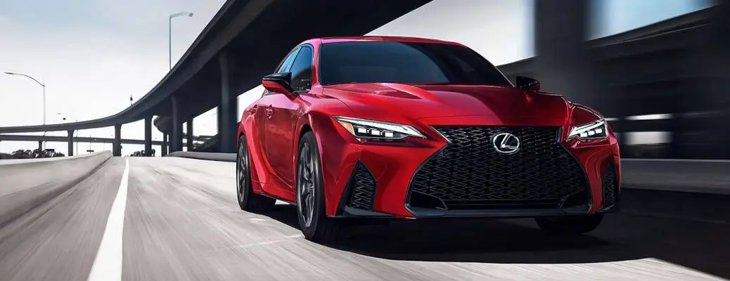 A front quarter exterior view of the Lexus IS compact sedan.