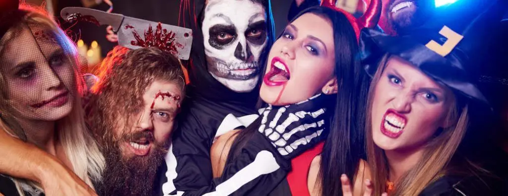 A group of Halloween revelers at an event near Dallas.