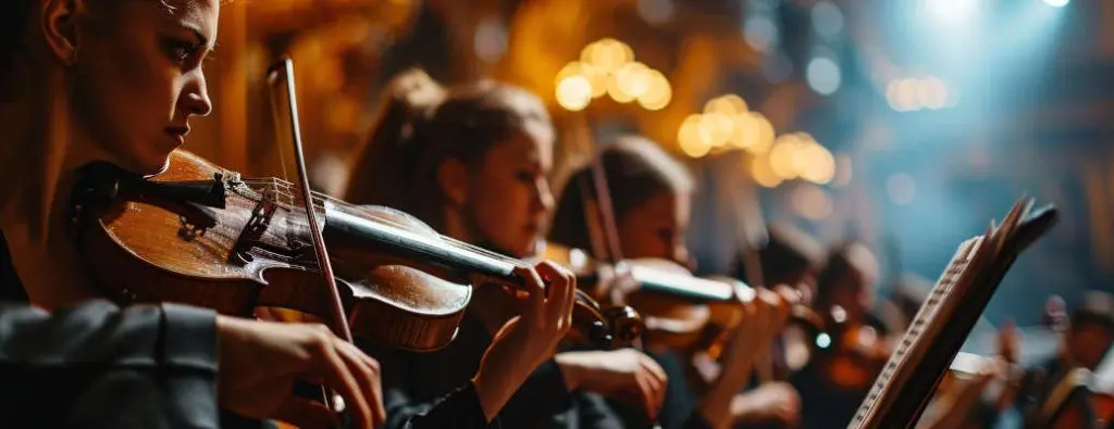 A symphony playing classical music