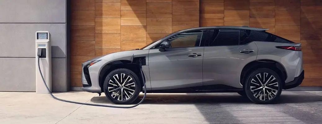 A side view of the technologically advanced Lexus RZ.