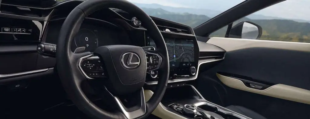 The controls and displays in the 2023 Lexus RZ.