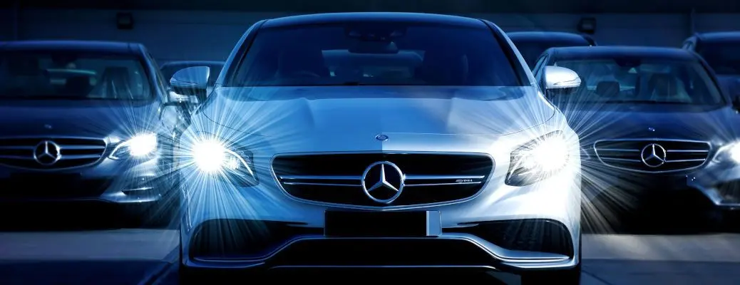 A row of used Mercedes vehicles ready for financing.