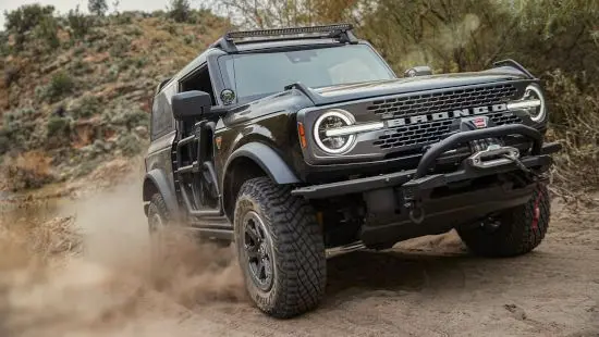 A Ford Bronco off-roading.