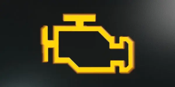 Orange engine light with black background