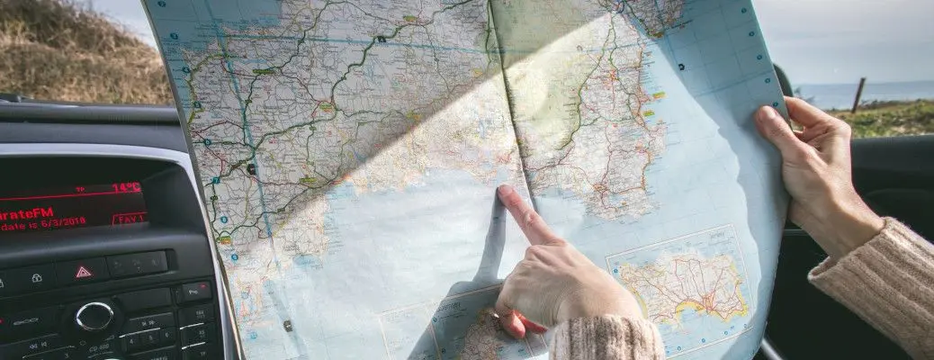 Navigating on a road trip.