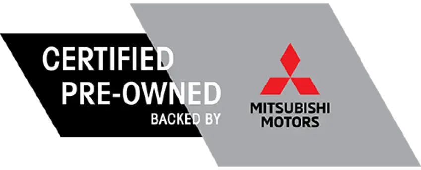 Mitsubishi Certified Pre-Owned backed by Mitsubishi Motors logo.