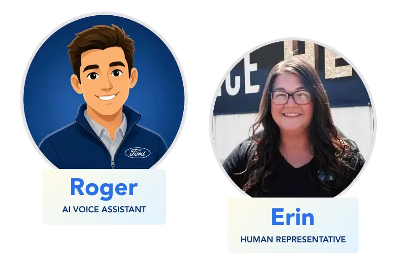 A head shot image of Roger AI Assistant and Erin Human Assistant