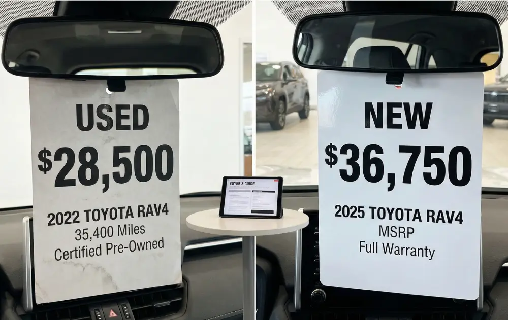 Value comparison between used and new cars for DMV buyers