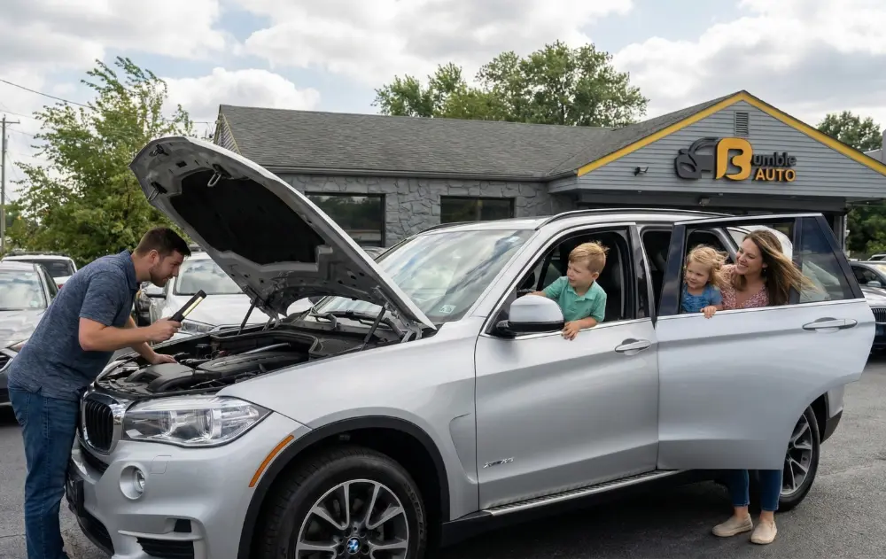 inspecting a SUV bought by a family
