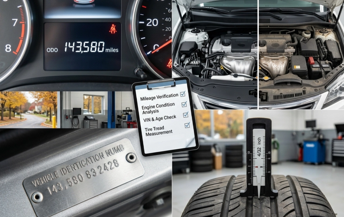 A visual comparison array featuring close-ups of specific car elements.